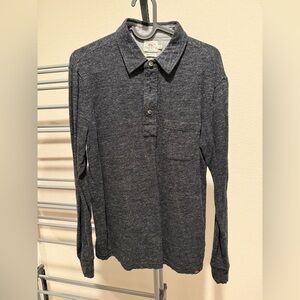 Faherty charcoal grey long sleeved polo shirt